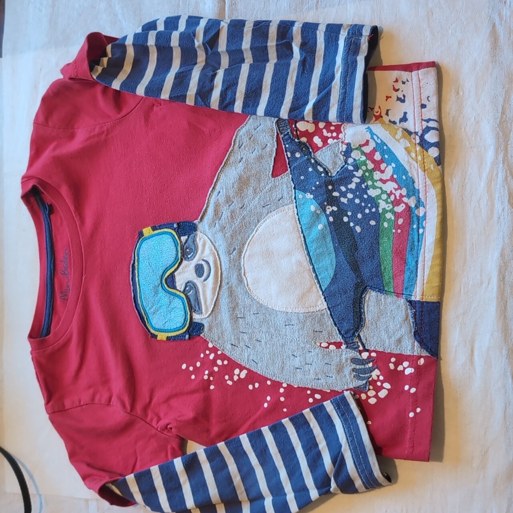 Mini Boden Long sleeve Sloth Snow shirt